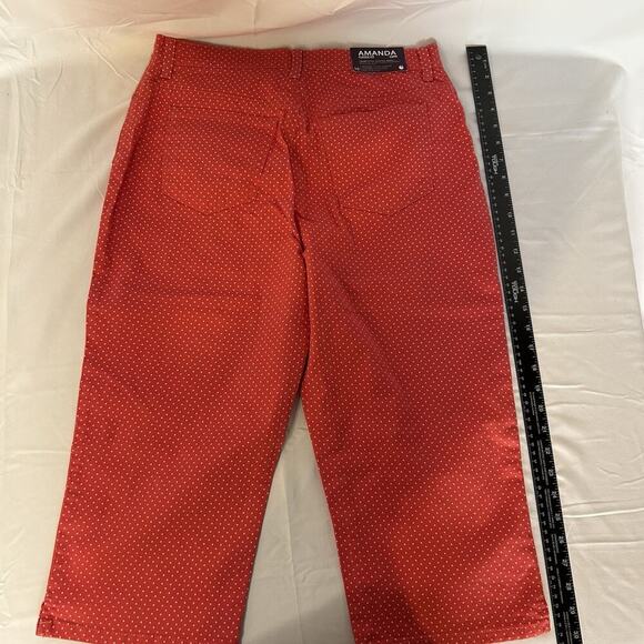 Gloria Vanderbilt NEW AMANDA Capri Jean Classic Fit Size 10-CORALw/Polka Dot NWT - Picture 8 of 14